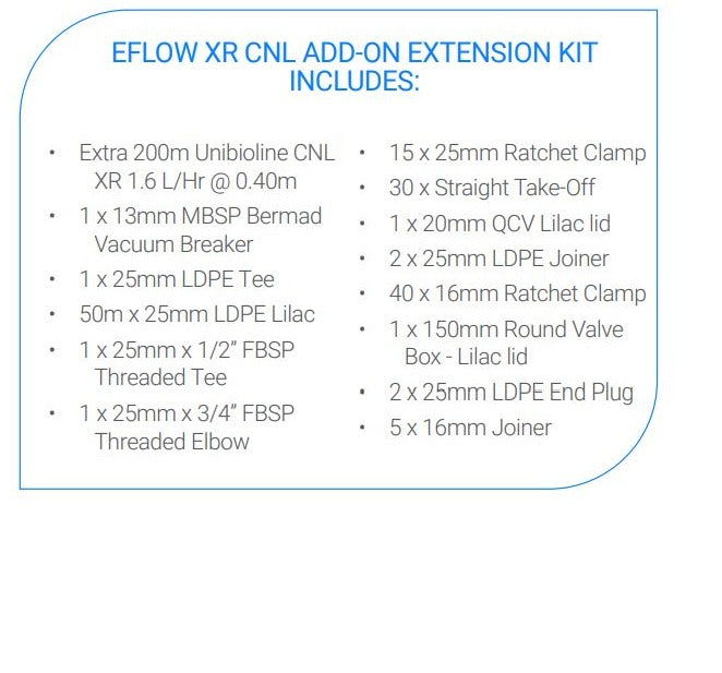 Netafim Unibioline Eflow 16mm XR CNL Start Up Drip Irrigation Kit