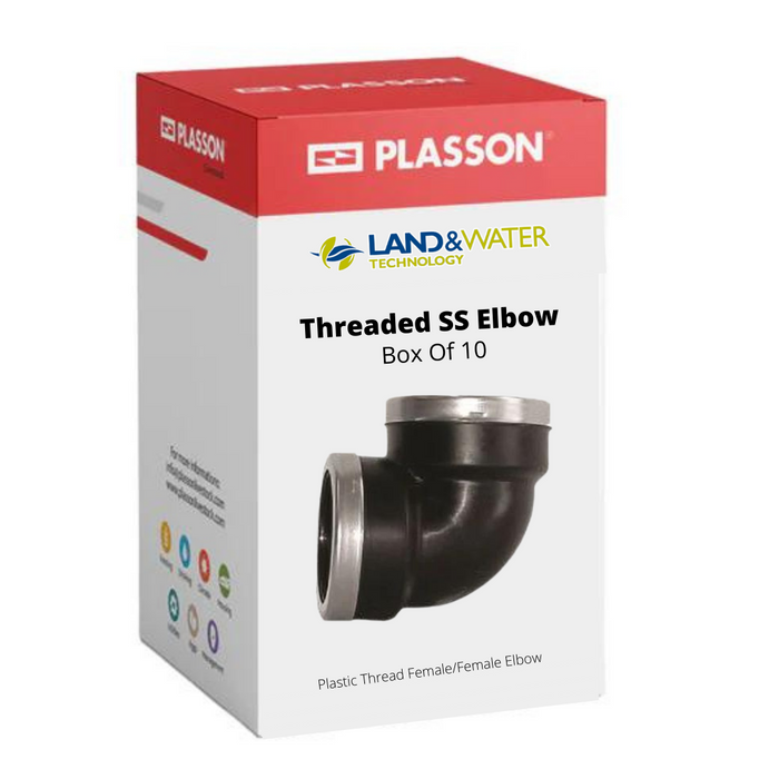 Plasson 90° Threaded BSP Elbow (Stainless Steel Reinforced) - Box of 10