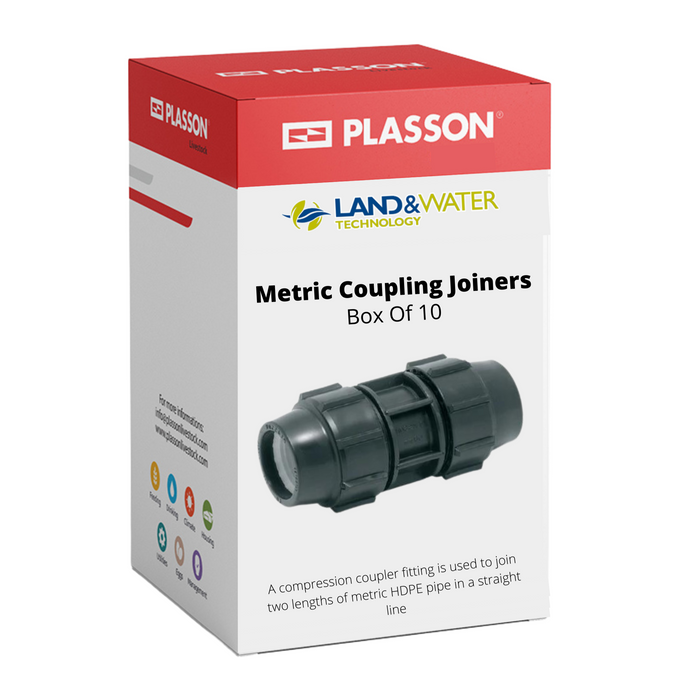 Plasson Metric Coupling Joiners for Blueline Poly Pipe