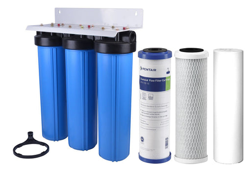 Triple Whole House Water Filter System Complete 20" x 4.5" (With Cartridges) Title: Default Title