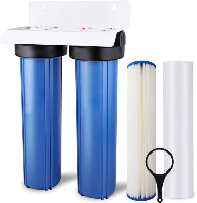 Twin Whole House Water Filter System Complete 20" x 4.5" (With Cartridges) Title: Default Title