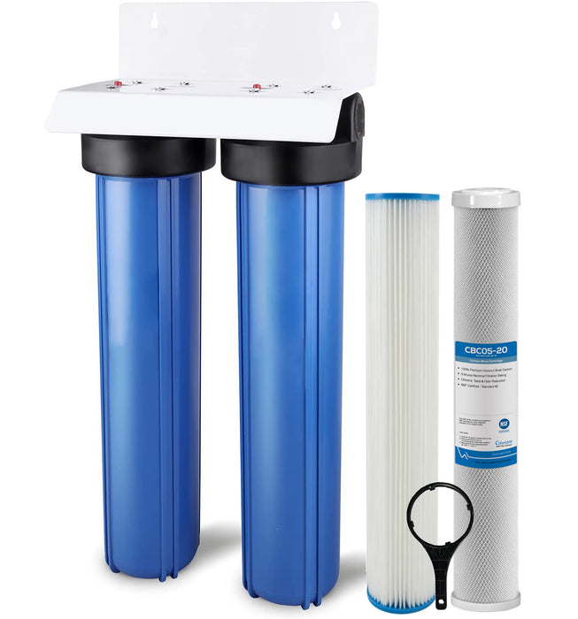 Twin Whole House Water Filter System Complete 20" x 2.5" (With Cartridges) Title: Default Title