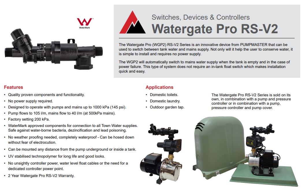Watergate Pro Series 20mm Tank to Mains Changeover Device Title: Default Title