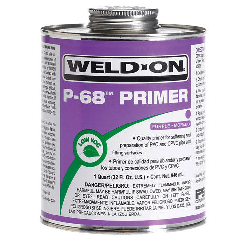 P68 Weld On Purple Primer - Pipe Preaparation for Solvent Welding of PVC Size: 237ml