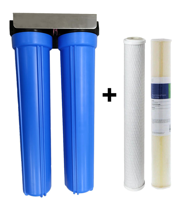 Twin Whole House Water Filter System Complete 20" x 2.5" (With Cartridges) Title: Default Title